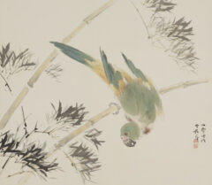 橋本関雪《緑竹鸚哥》制作年不詳